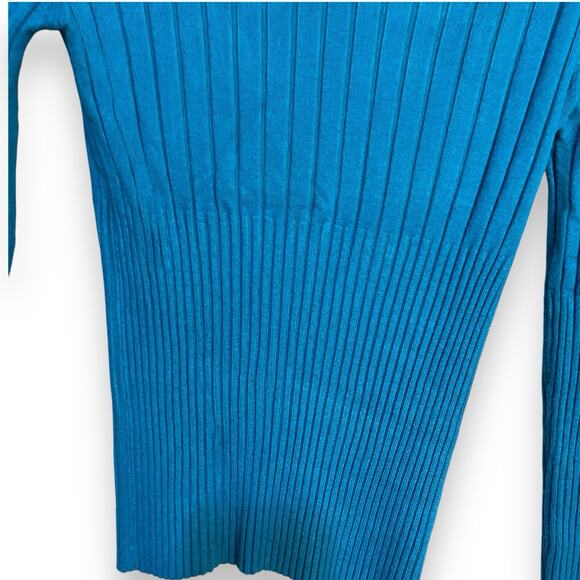 No Boundaries NOBO Turtleneck Sweater Womens Large Juniors Turquoise Blue Preppy - Picture 9 of 10